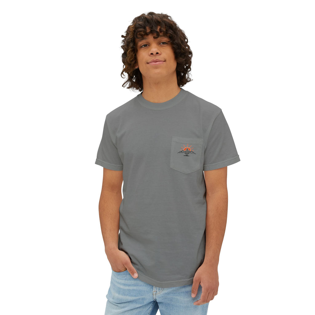 Arizona & Co. Pocket Logo T-Shirt — Mini Sunset Cactus Mountain Graphic