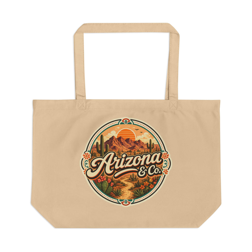 Arizona & Co Desert Sunset emblem Boho Tote | Large eco canvas bag