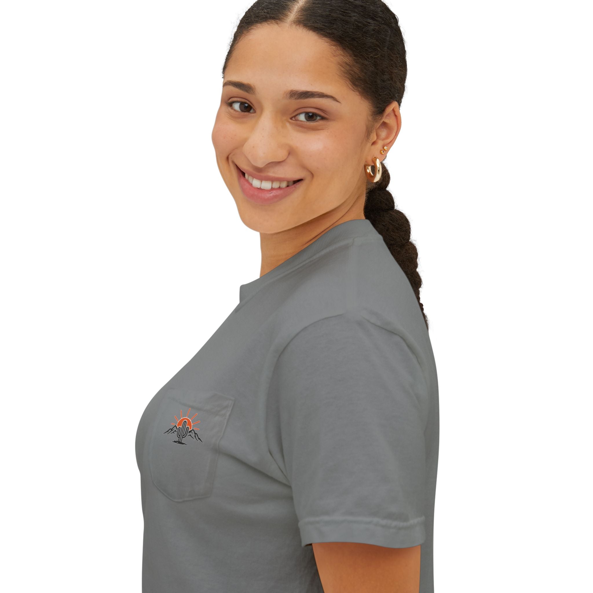 Arizona & Co. Pocket Logo T-Shirt — Mini Sunset Cactus Mountain Graphic