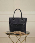 Midnight Black Leather Tote