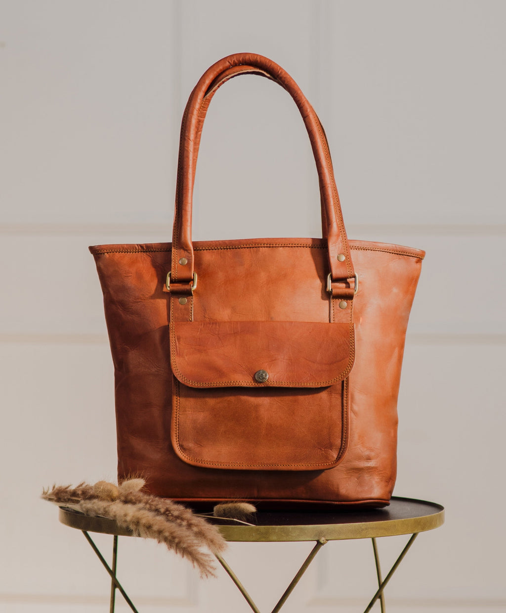Classic Brown Leather Tote