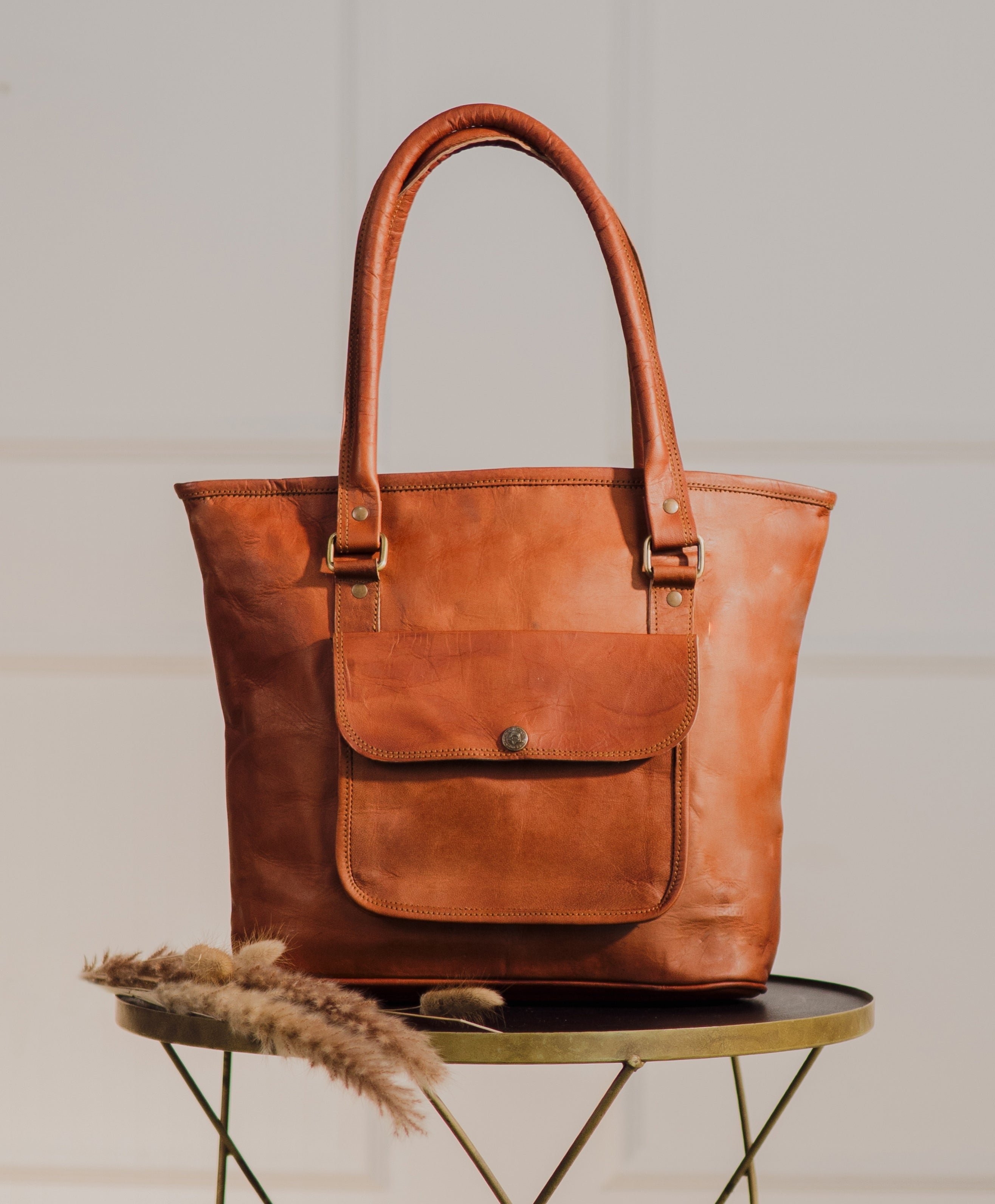 Classic Brown Leather Tote
