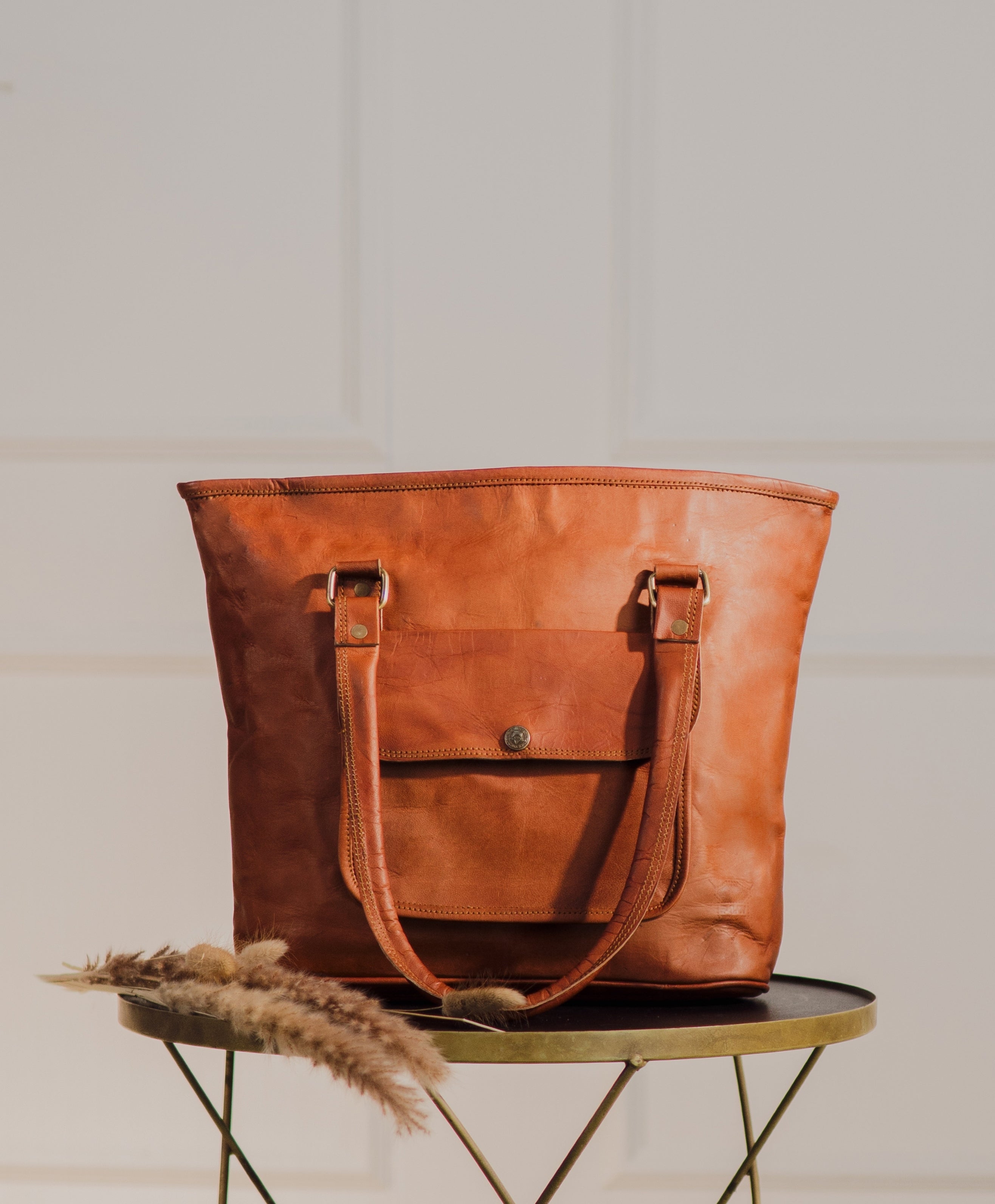 Classic Brown Leather Tote