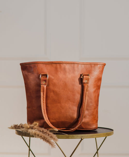 Classic Brown Leather Tote