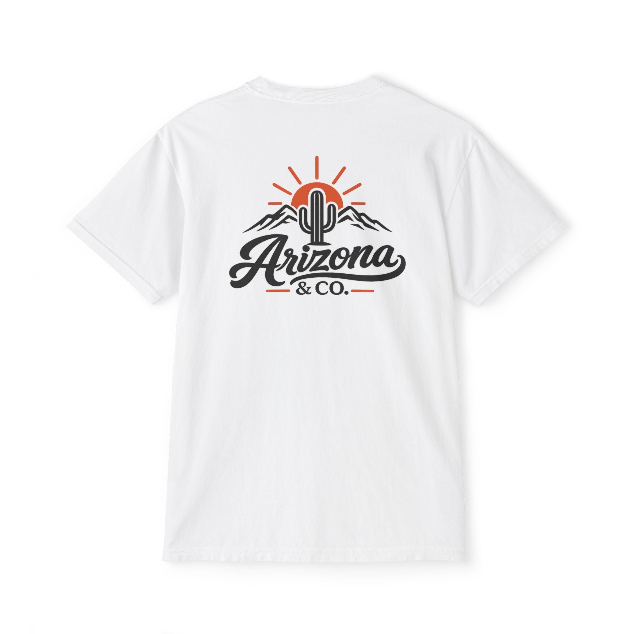 Arizona & Co. Pocket Logo T-Shirt — Mini Sunset Cactus Mountain Graphic