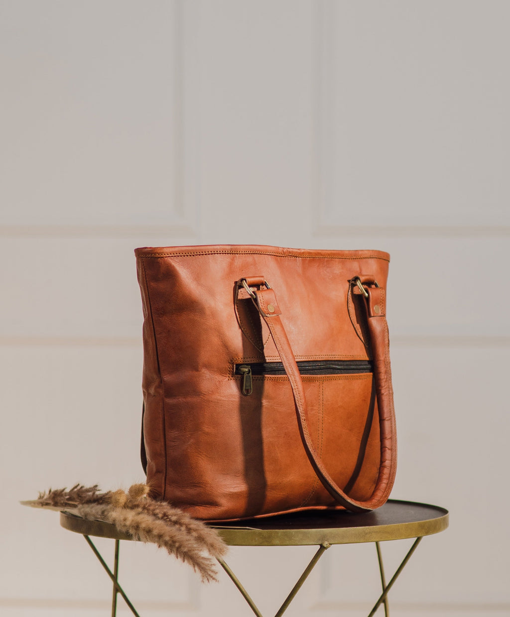 Earthy Brown Leather Tote