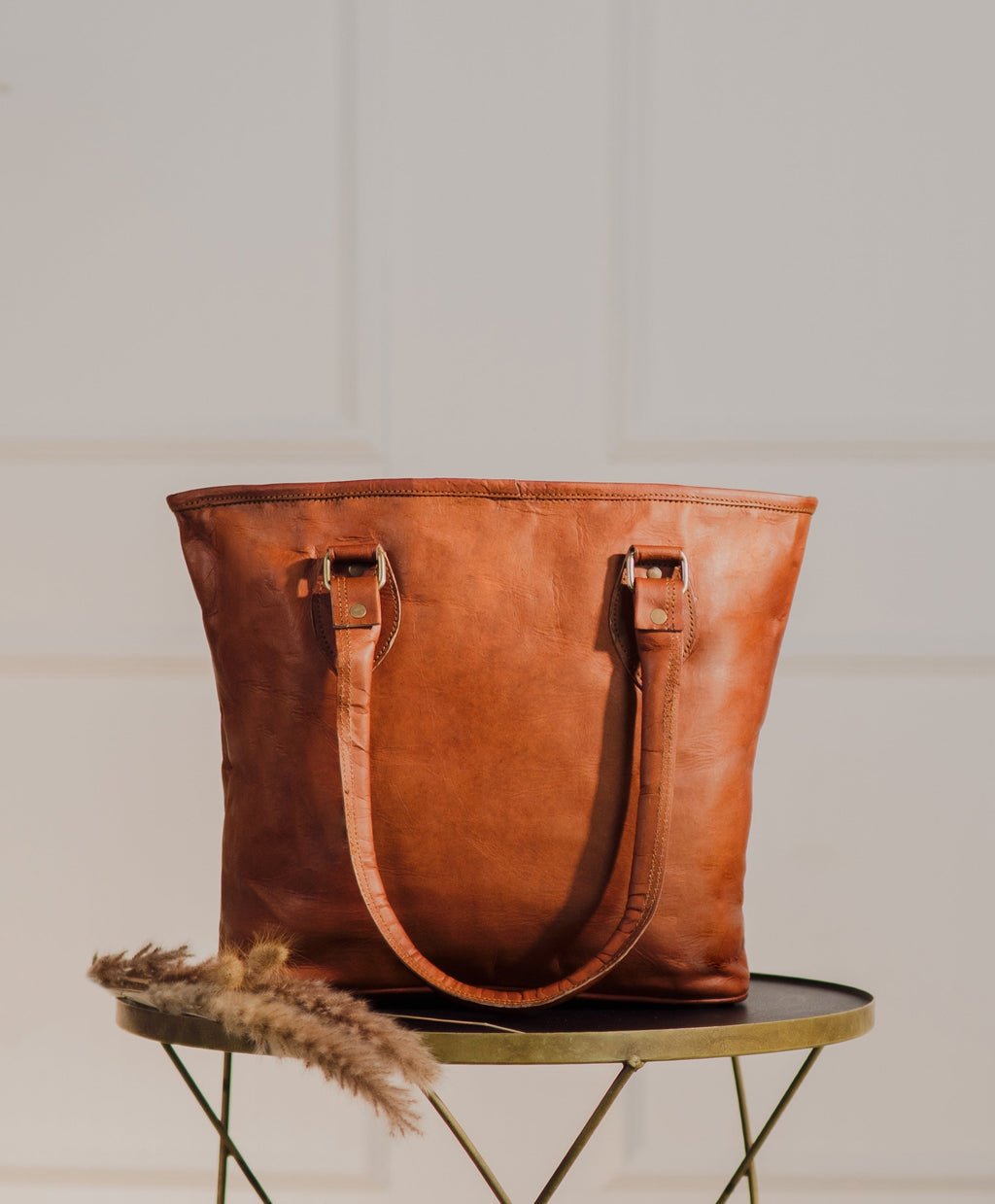 Earthy Brown Leather Tote