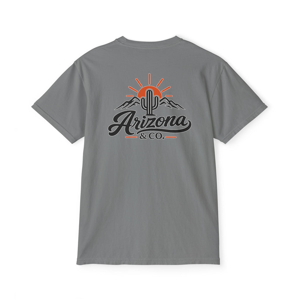 Arizona & Co. Pocket Logo T-Shirt — Mini Sunset Cactus Mountain Graphic