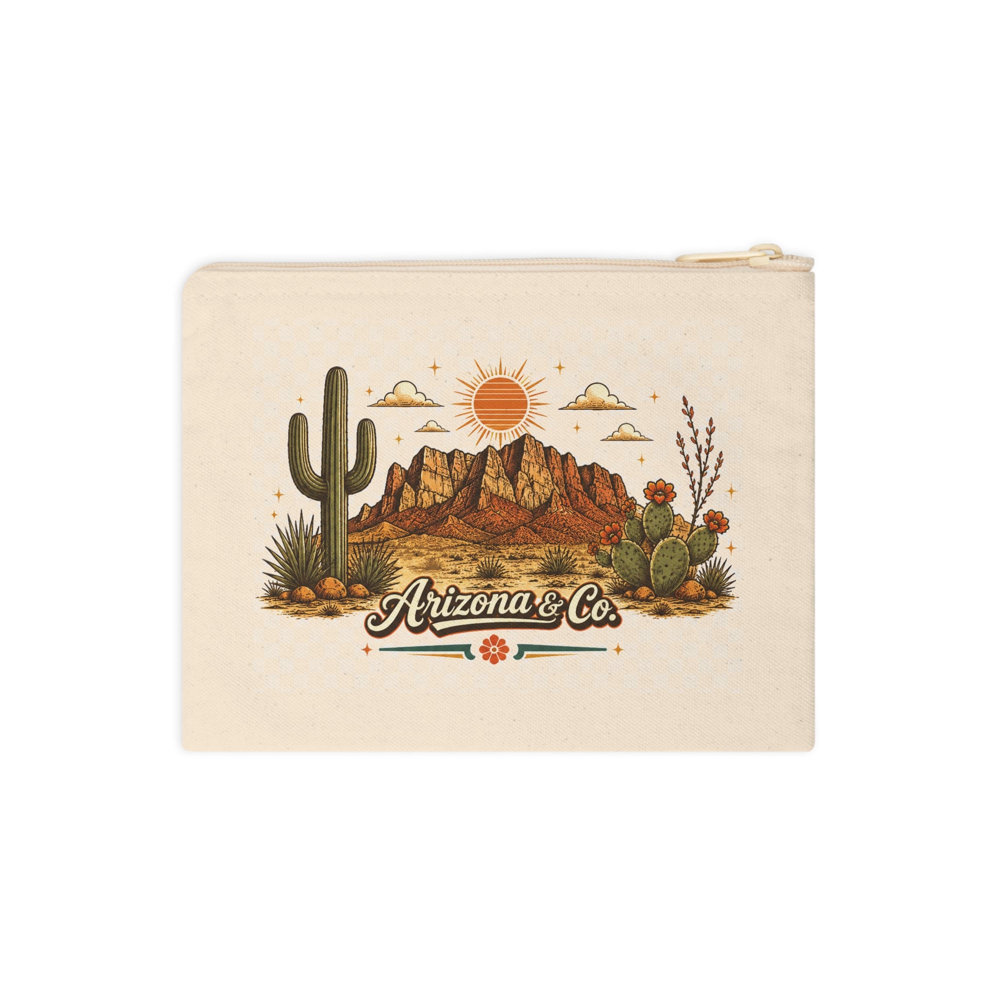 Desert Scene Logo Zipper Pouch | Arizona & Co.