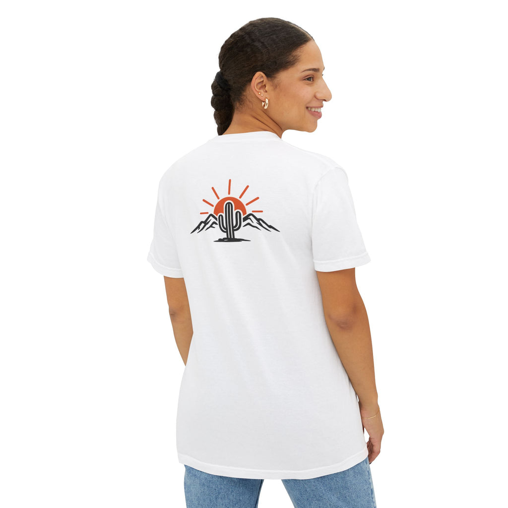 Arizona & Co. Pocket Logo T-Shirt — Mini Sunset Cactus Mountain Graphic