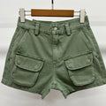 Out West Denim Shorts Safari Style High Waist Casual Female Simple Jeans