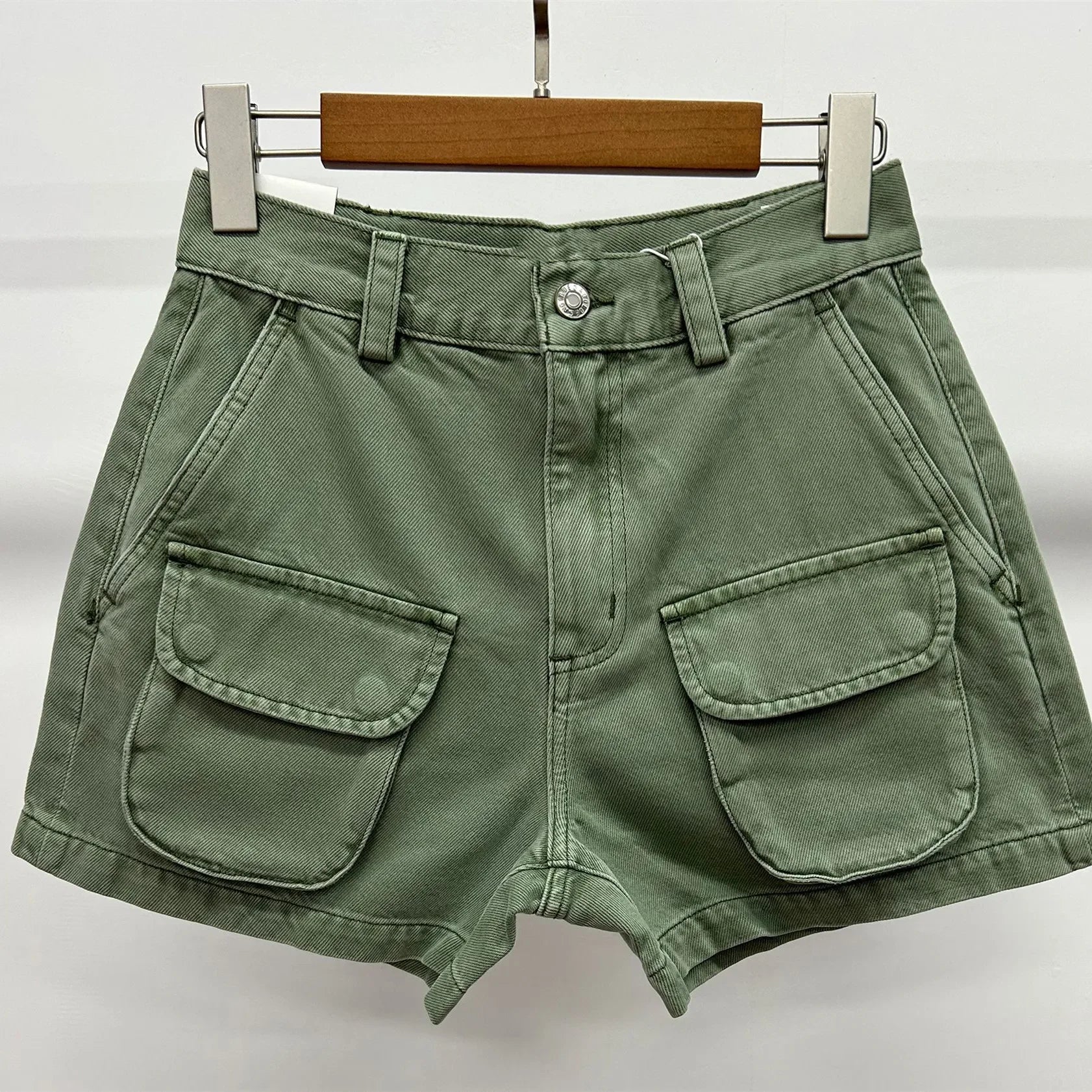 Out West Denim Shorts Safari Style High Waist Casual Female Simple Jeans
