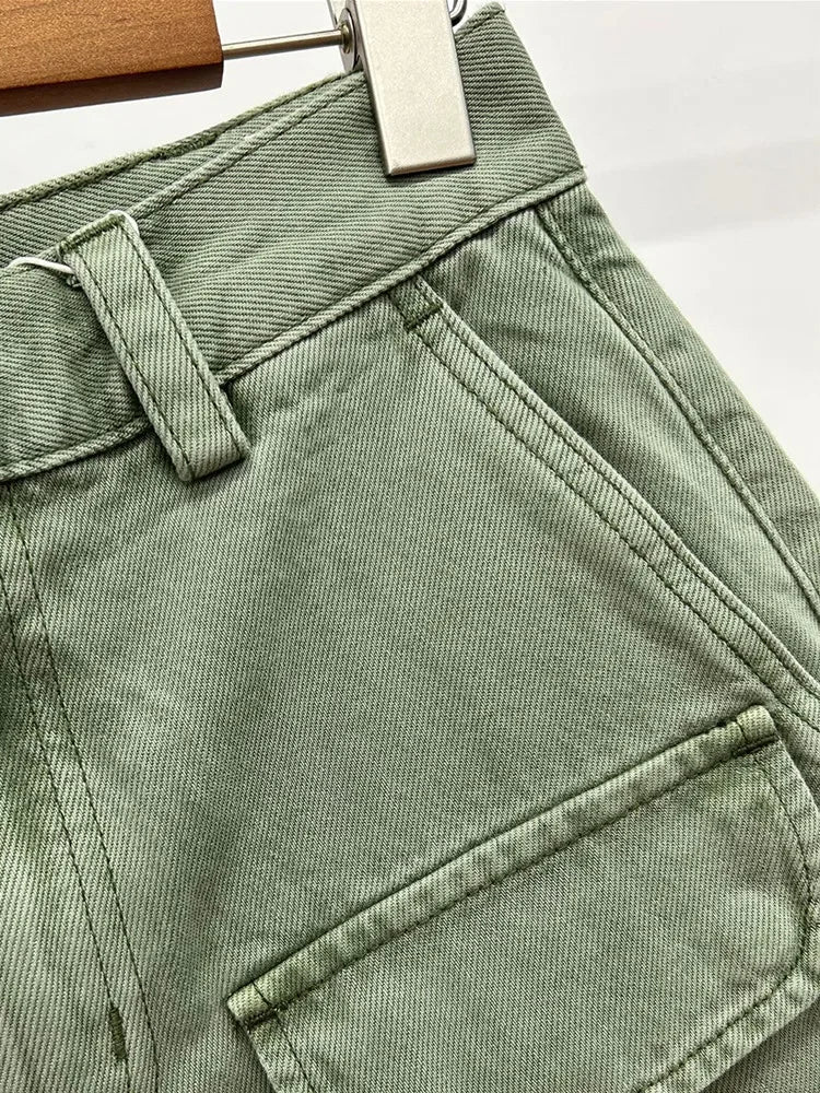 Out West Denim Shorts Safari Style High Waist Casual Female Simple Jeans