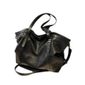 Leather Womens Tote Shoulder Crossbody Bag (Black)