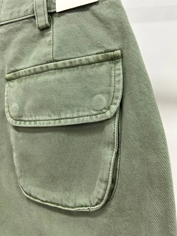 Out West Denim Shorts Safari Style High Waist Casual Female Simple Jeans