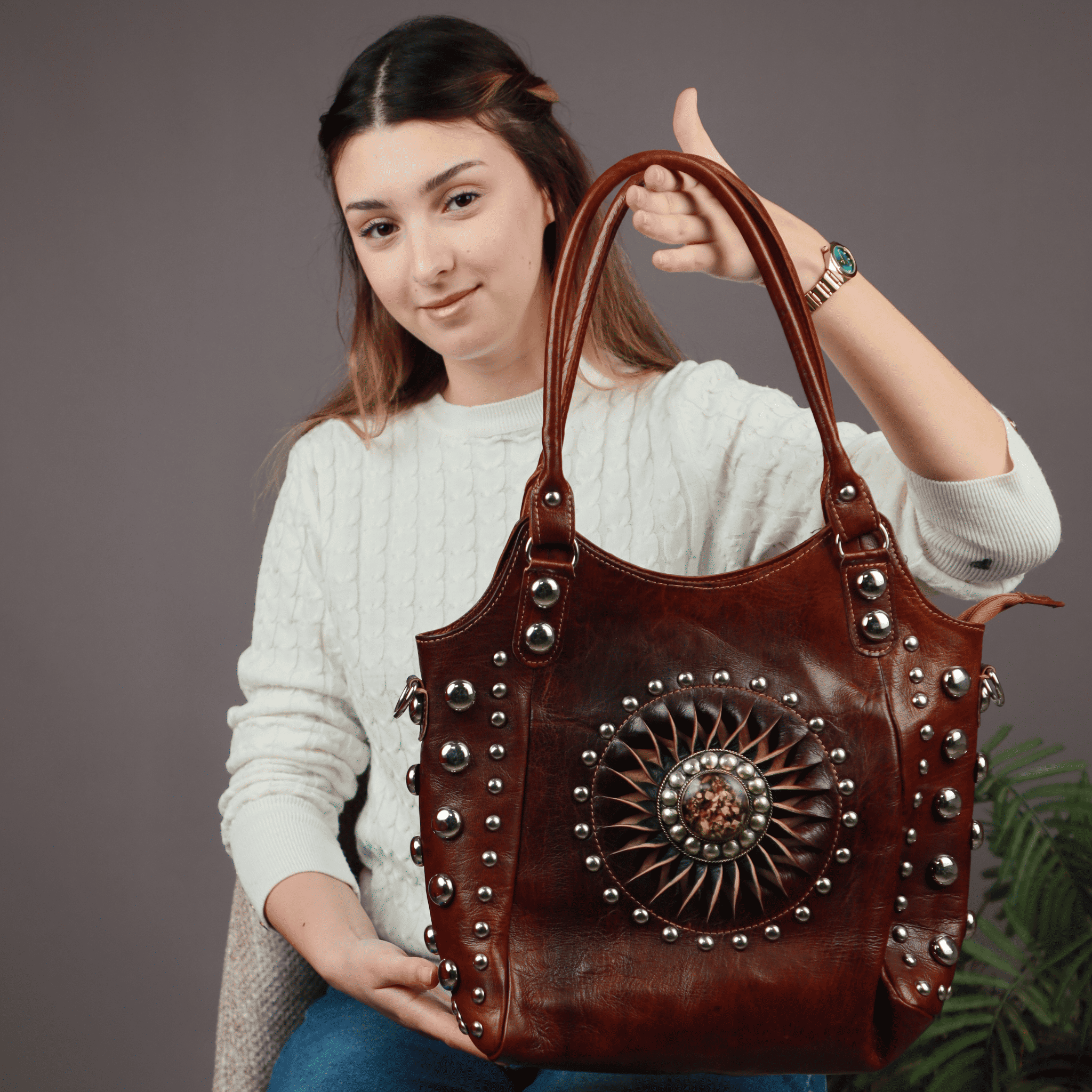 Leather Tote Bag Moonlight