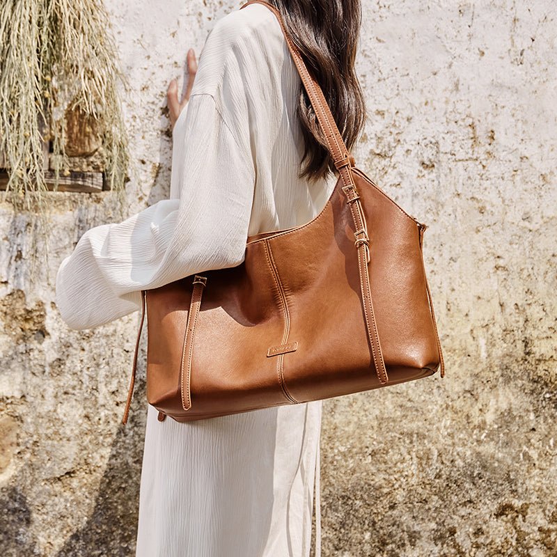 Vintage Leather Large Capacity Commuter Tote Bag